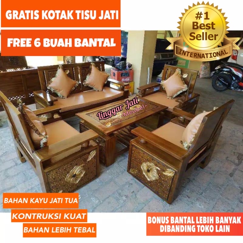 KURSI TAMU JATI BOLA SET KURSI JATI KURSI TAMU KAYU KURSI BOLA SET TAMU JATI