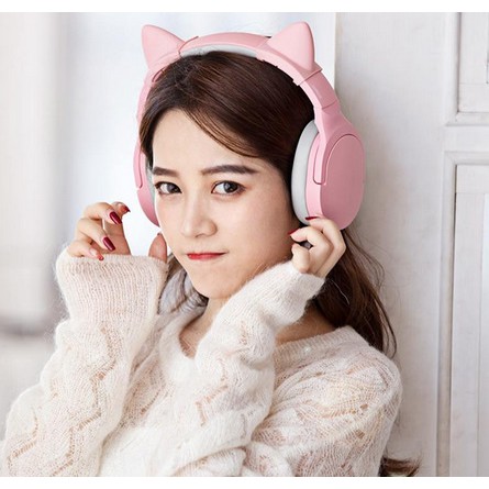 Headset Gaming/Headset Gaming PINK/Somic SC2000BT Bluetooth Gaming HiFi Headphone Pink Cat Ear