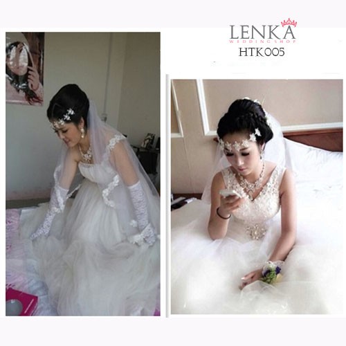 Paket Tiara Kalung Anting Pesta Crystal Aksesoris Wedding Modern Lenka - HTK005