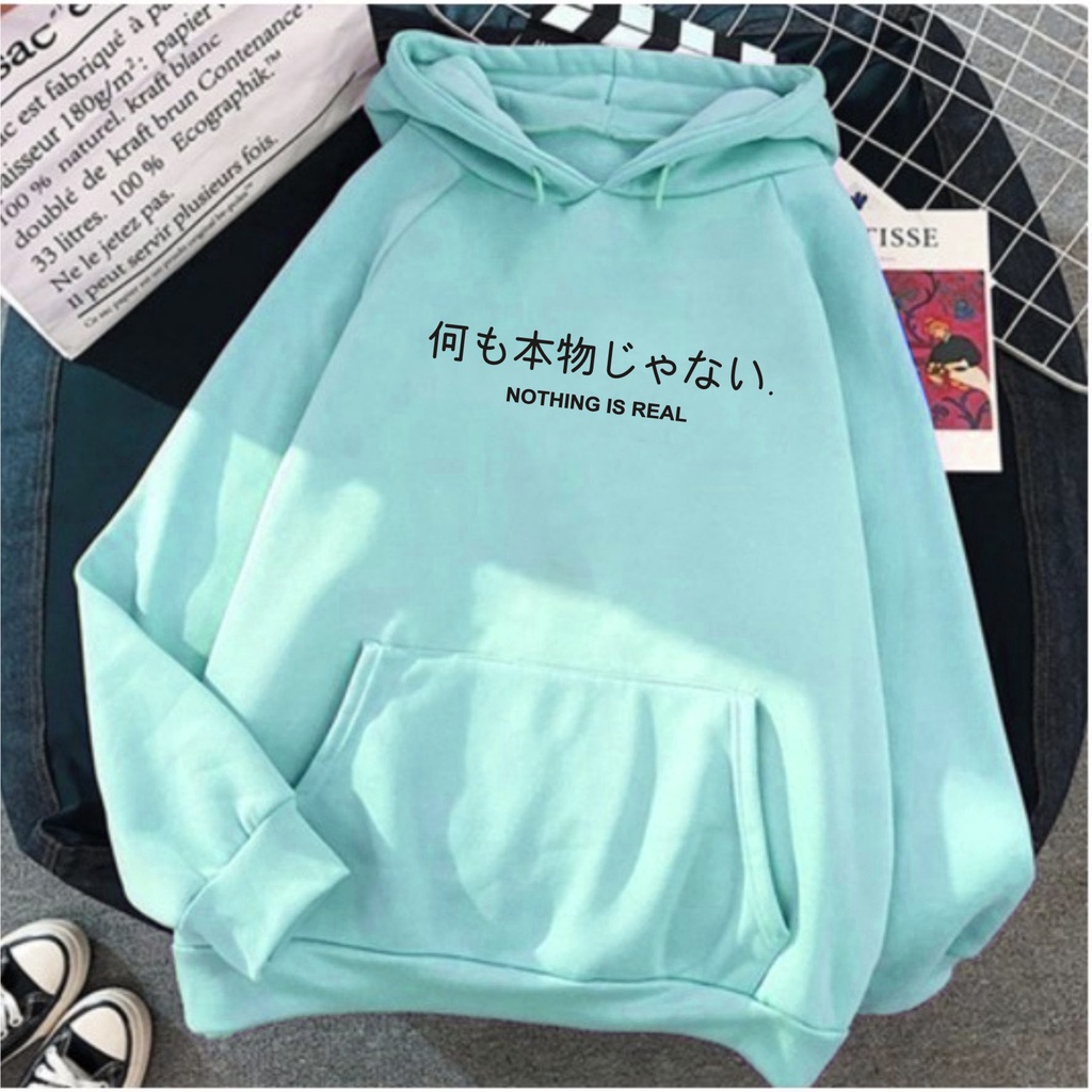 FenishaStore Sweater Hoodie Jumper Wanita Nothing Is Real Size M L XL XXL