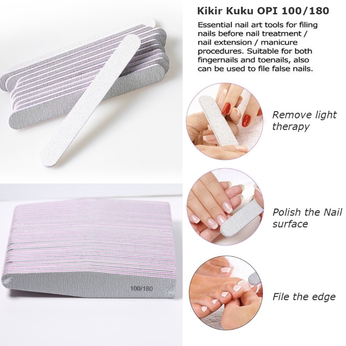 Buffer Sanding Alat Kikir Kuku Nail File Diamond 100/180 Nail O.P.I Nail Grit Pengasah Kuku KU013