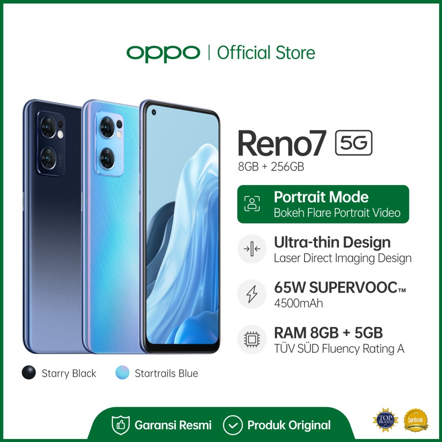 Oppo Reno 7 5G 8GB/256GB Ram 8GB Internal 256GB Garansi Resmi