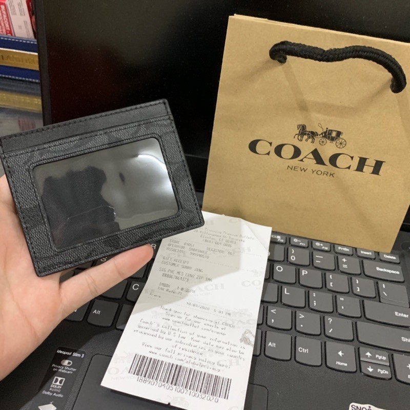 CARD HOLDER COACH BLACK/BROWN SIGNATURE