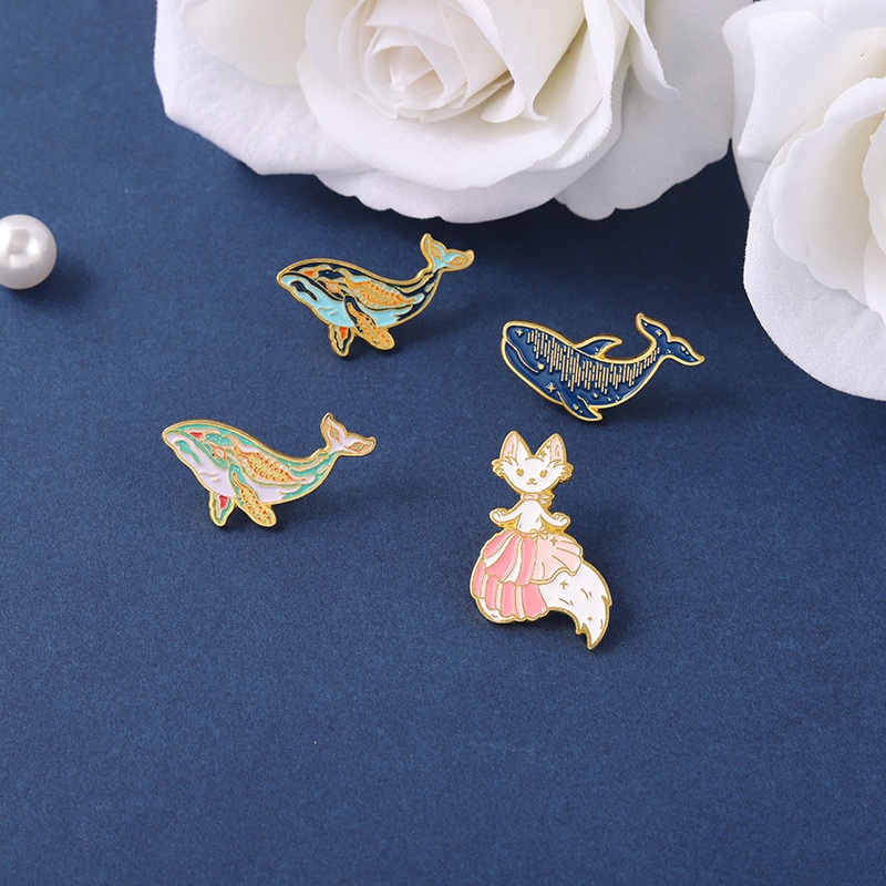 Whale Bros Pin Enamel Desain Kartun Ikan Paus Kucing Princess Untuk Hadiah