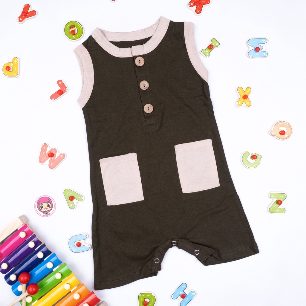 Lullaby Pocket Jumper Bayi 0-2 Tahun | Pocket Button Playsuit Romper Bodysuit Baju anak-3