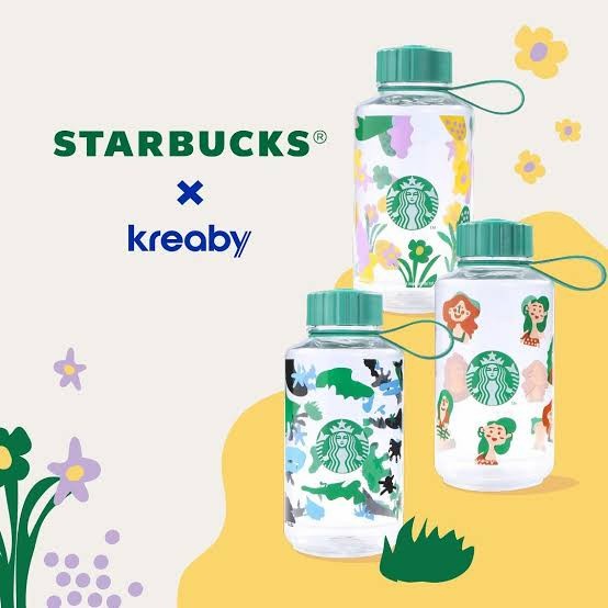 starbucks x kreaby 1 liter reusable bottle - abstract flower people - abstract