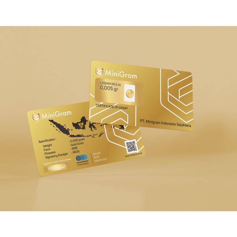 Minigram Logam Mulia Emas Murni Asli Murah untuk Merchandise/Souvernir/Kado-0.005 + free nota