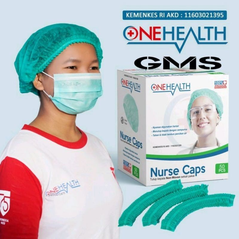 Nurse Cap Onehealth Box isi 100 Pcs / Hair Cap / Hair Net / Topi Suster