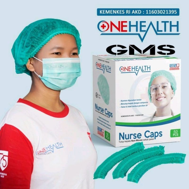 Nurse Cap Onehealth Box isi 100 Pcs / Hair Cap / Hair Net / Topi Suster