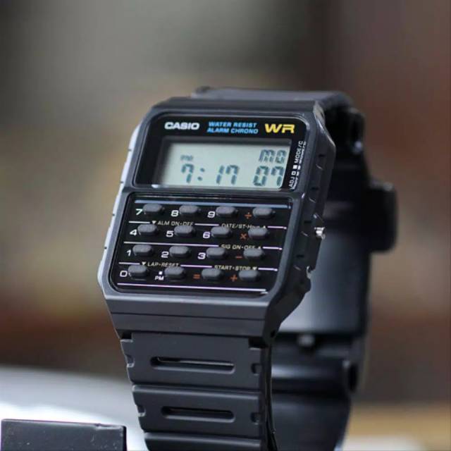 Bisa COD!!READY JAM TANGAN CASIO CA-53W-1Z ORIGINAL - DATABANK CA53W CA53 KALKULATOR CALCULATOR HTAM