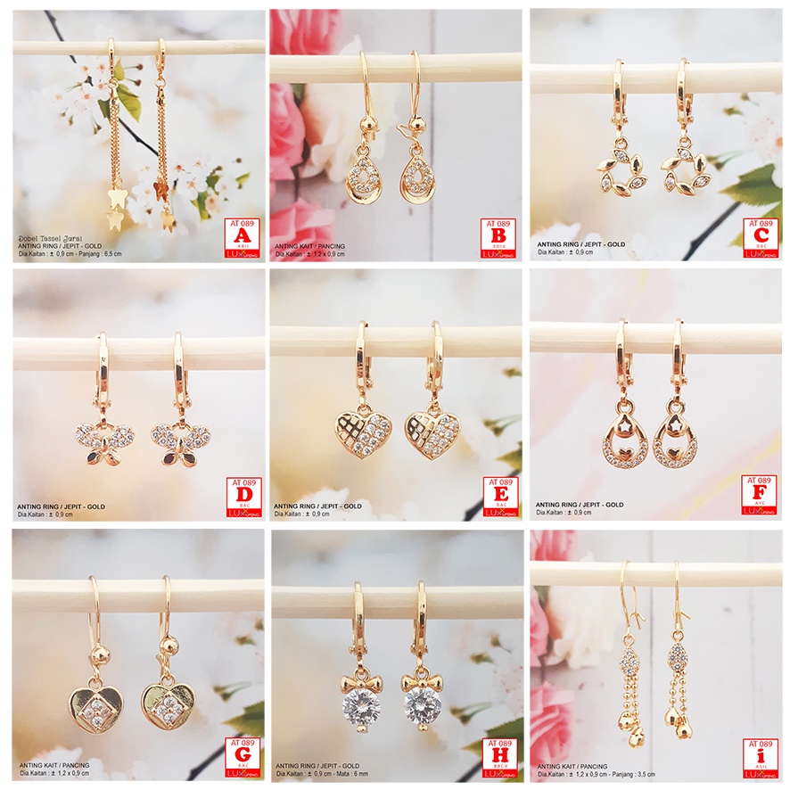 AT 089 Anting Jurai Panjang Permata Zirkon Perhiasan Lapis Emas 18K Model Kupu Love Anting Xuping Luxx Xuping