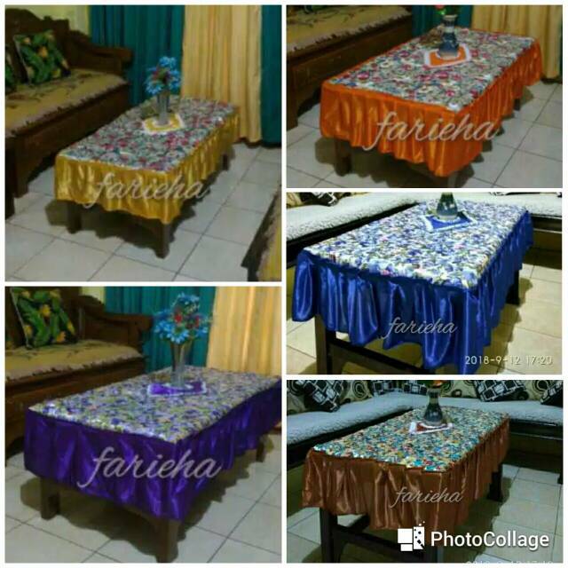 Taplak Meja Tamu Rumbai 50 X 100 Sampai 55 X 105 Cm 100x50 Rempel Kotak Motif Bunga Satin Cantiki Shopee Indonesia