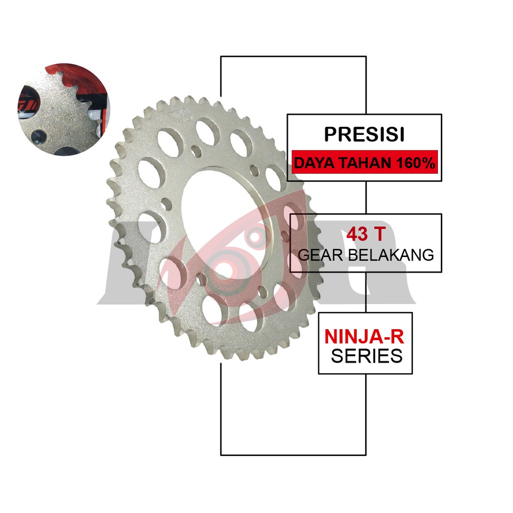 TDR Gear Belakang Kawasaki Ninja R 2T Gir Rear Racing Part 428 43T