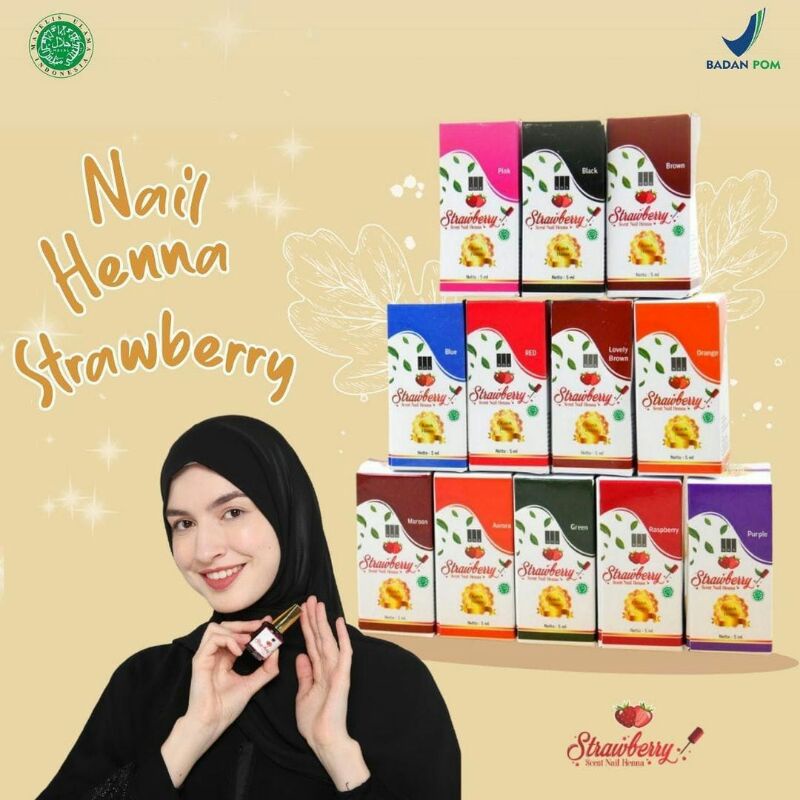 ( PROMO) STRAWBERRY NAIL HENA ORIGINAL 15ML