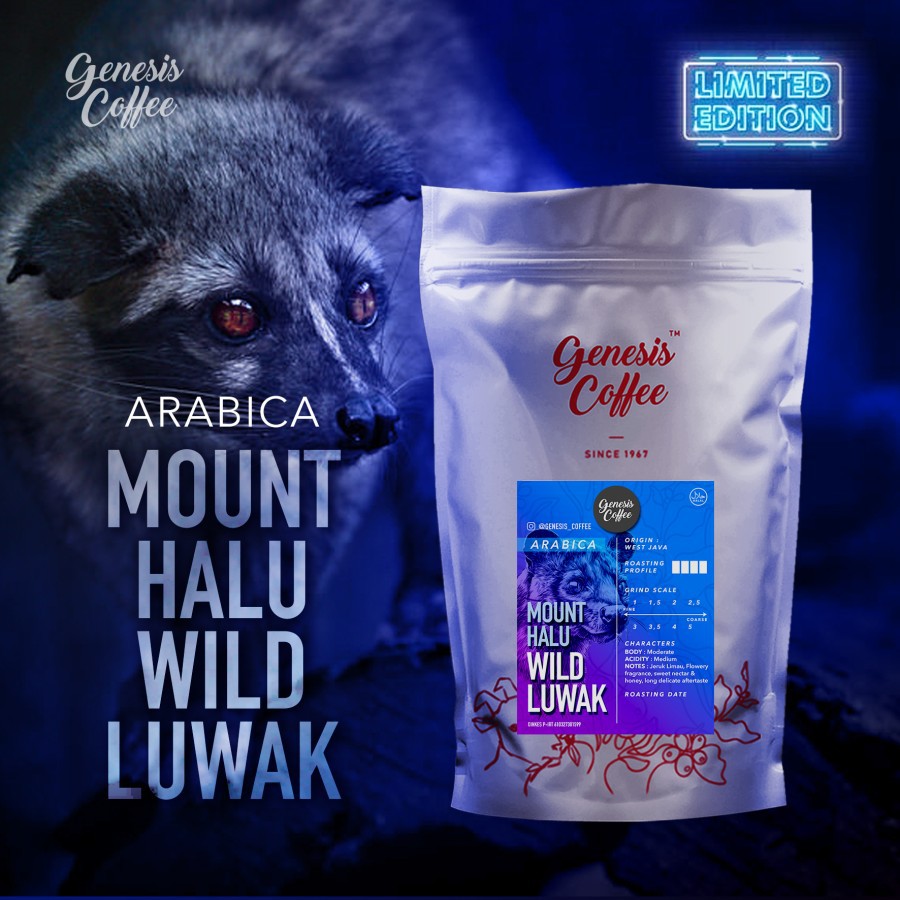 

Mount Halu Wild Luwak Speciality Arabica 200g / Luwak Liar Gunung Halu