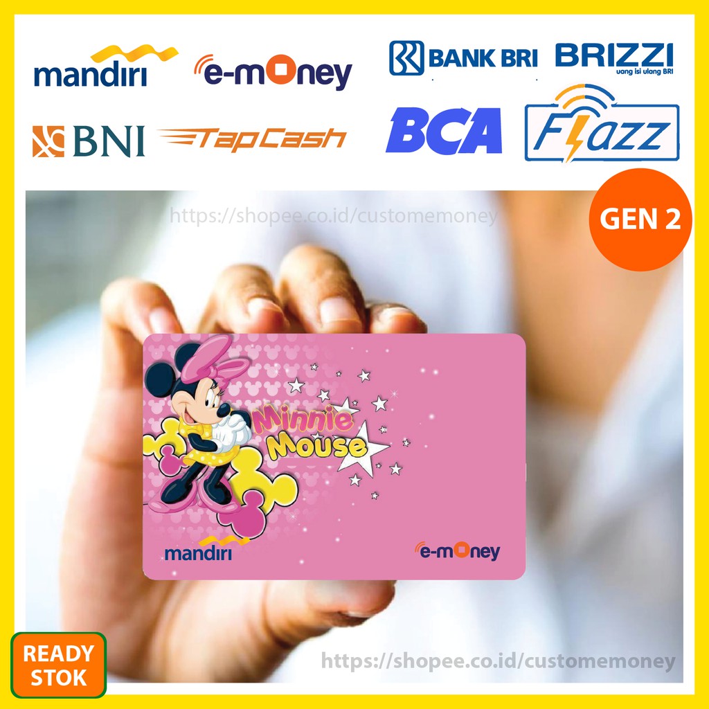 KARTU EMONEY ANIME 69 MINNIE MOUSE PINK ETOLL E-MONEY MANDIRI FLAZZ BCA GEN 2 TAPCASH BRIZZI -1 SISI