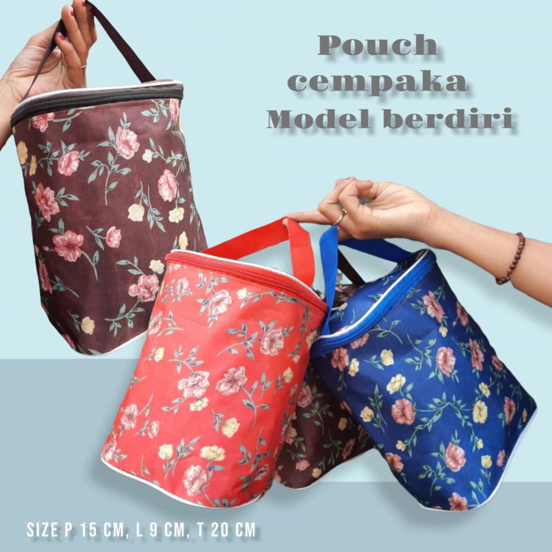 POUCH KOSMETIK MOTIF MODEL BERDIRI