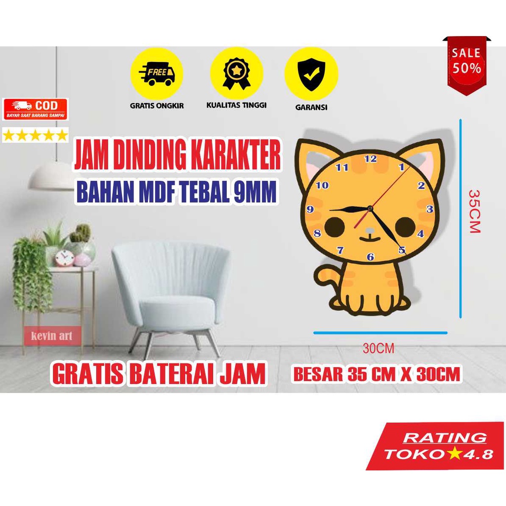 JAM DINDING KARAKTER UNIK KUCING LUCU ANIMAL CAT HEWAN AKSESORIS DINDING KAMAR TIDUR ANAK CEWE COWOK MINIMALIS AESTEHTIC MURAH 3d DEKORASI DINDING ARTISITIK ANTIK KADO HADIAH ULANG TAHUN ANAK BAGUS DISKON