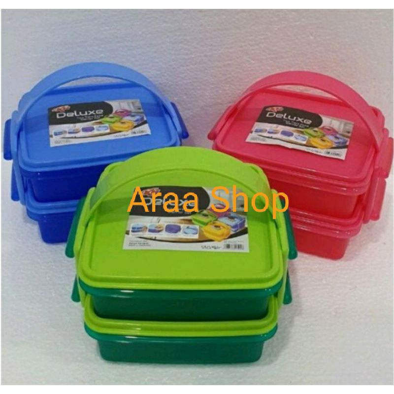 Rantang KH Deluxe Susun 2 Rantang Plastik Serbaguna 2 Susun Kotak Bekal Makan 2 Susun