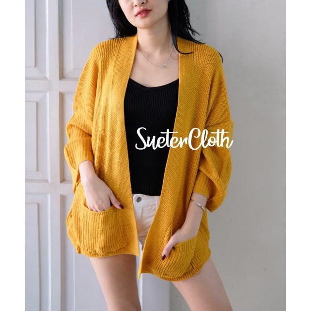 LOOCY Cardy / Cardigan Oversize / Cardigan Wanita-MUSTARD
