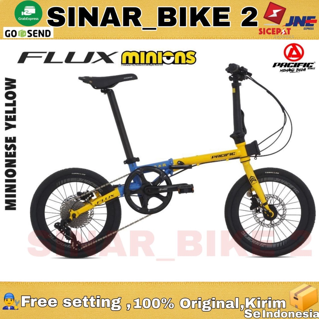 Sepeda Lipat PACIFIC FLUX MINIONS 16 Inch 10 Speed Rem Hidrolik