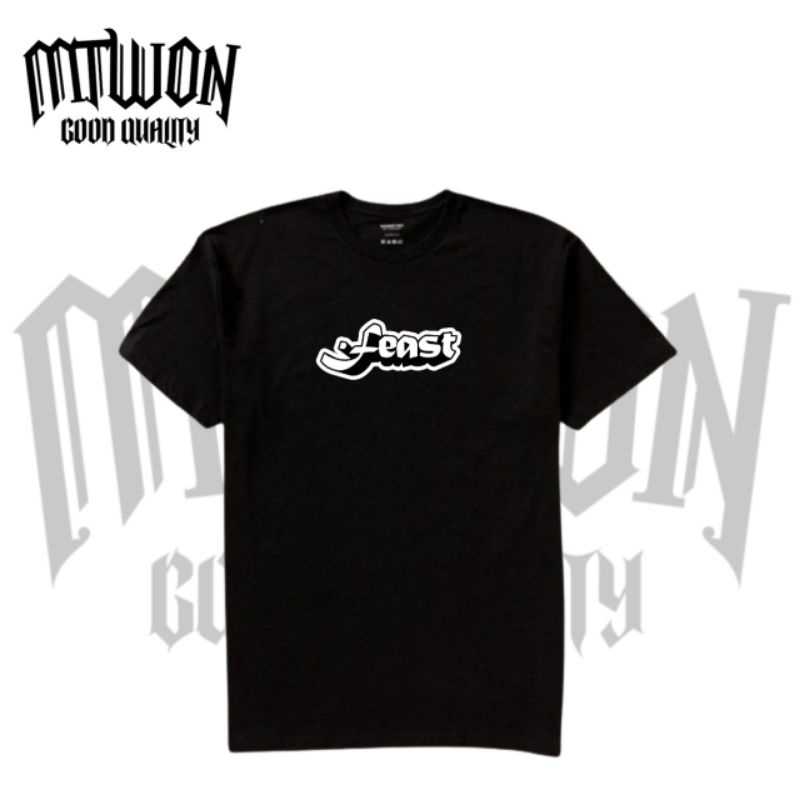 Kaos FEAST SELAMAT ATAU SUKSES rock metal punk logo baju band hitam/black pria wanita dewasa remaja 