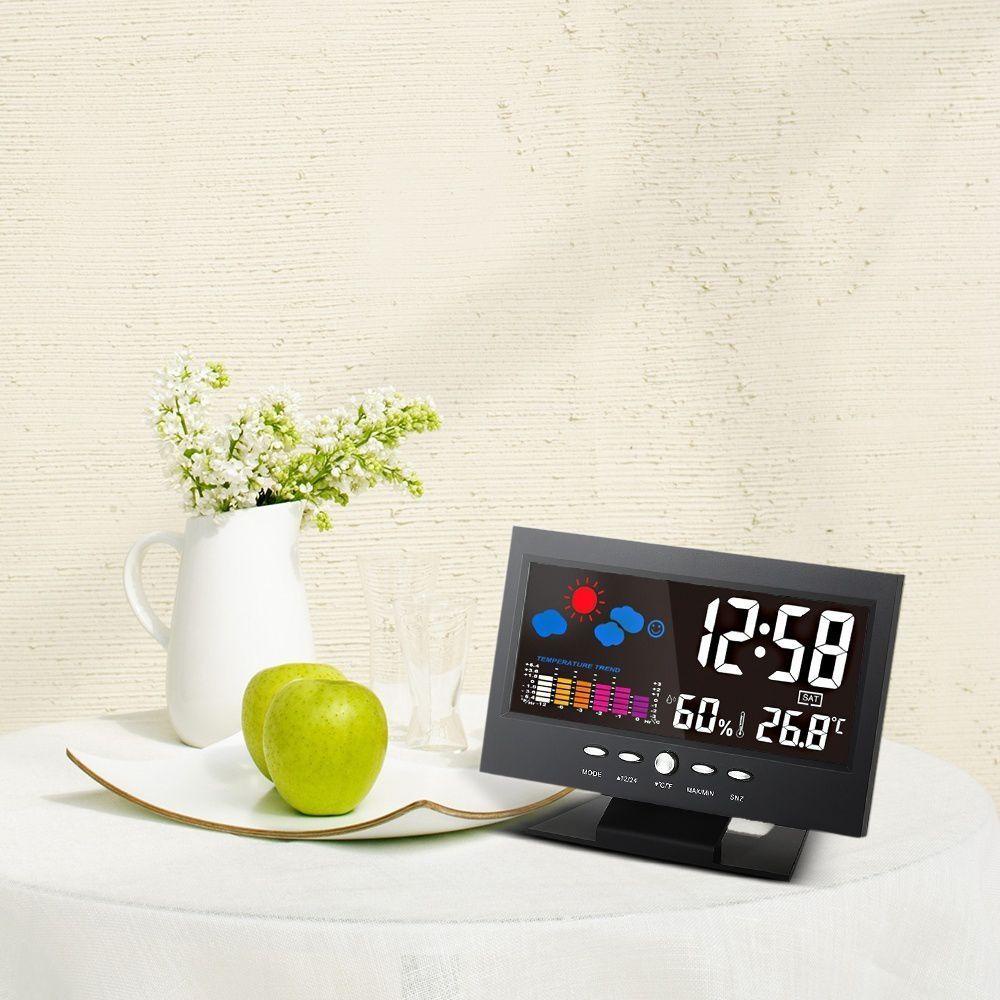 R-flower Jam Weker Indoor/Outdoor Weather Station Kalender Digital LED