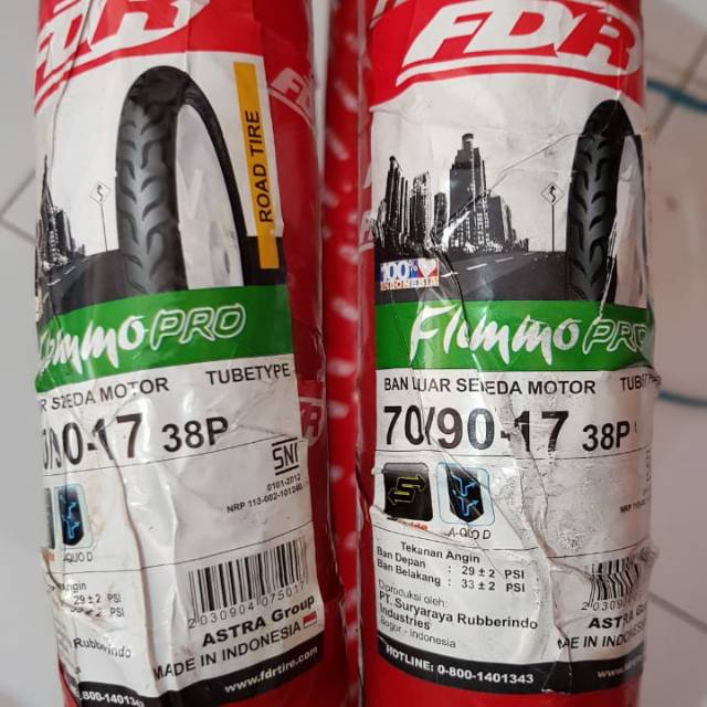 Ban Luar Depan FDR Flemmo Pro Supra Jupiter Smash 70 / 90 ring 17 Tube Type