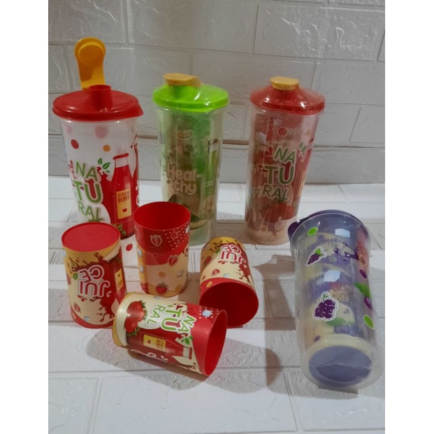 teko set beranak motif buah-buahan
