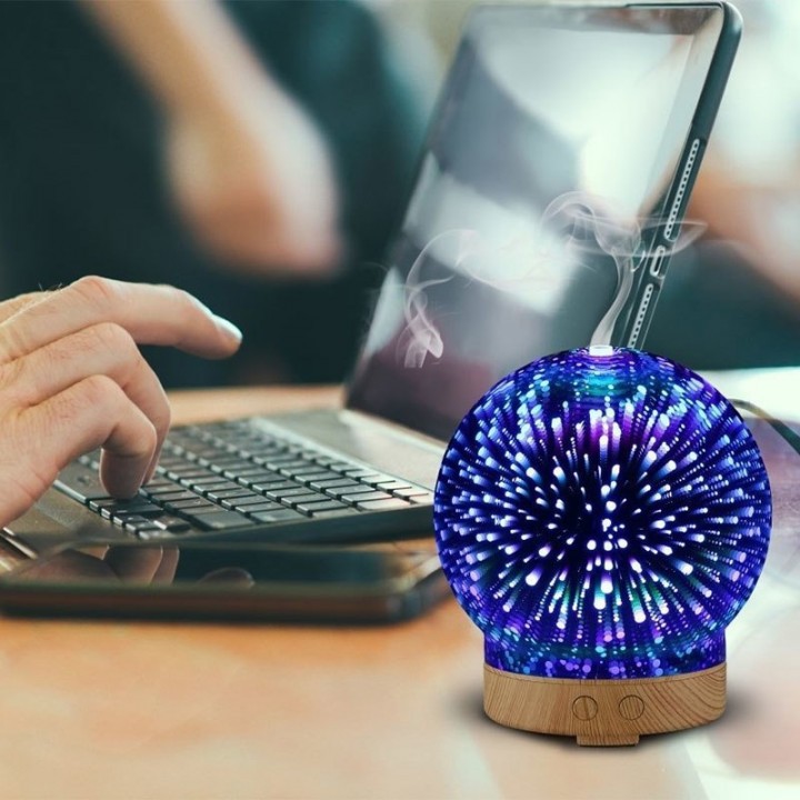 3D-05 Glass Circle Light Essential Oil Aroma Diffuser 100ML
