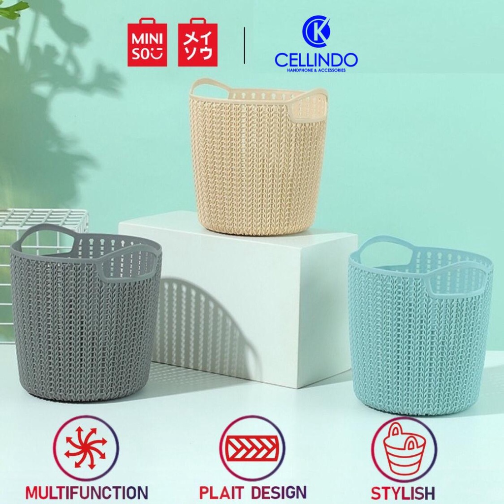 MINISO Keranjang Ember Penyimpanan Bulat Plaited Storage