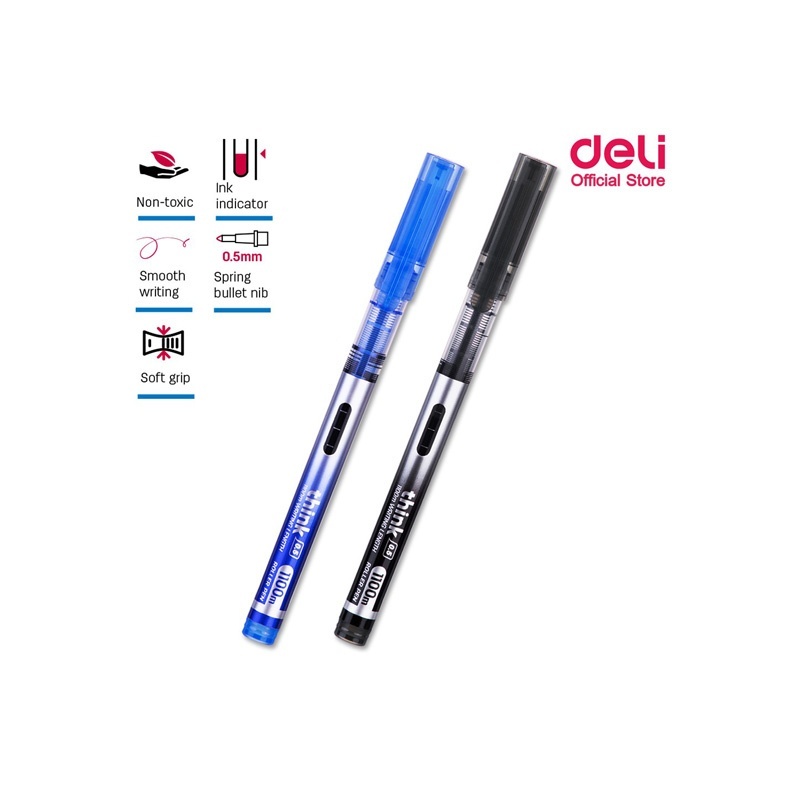 

Deli | Think Roller Pen 0.5 mm | Q300 | Hitam & Biru