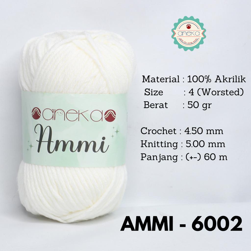 Benang Rajut Ammi / 100% Acrylic / 6 Ply Akrilik - 6002 (Off-White)