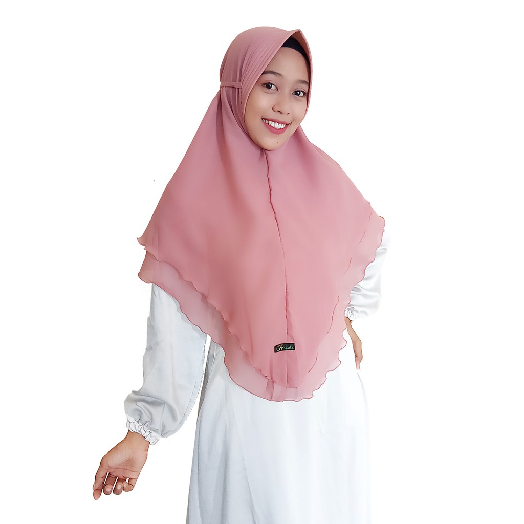 Fashion Wanita COD Grosir Berkualitas Murah S1P7 Khimar Tali 2 Layer Pet Antem Sifa Hijab Jilbab Ker