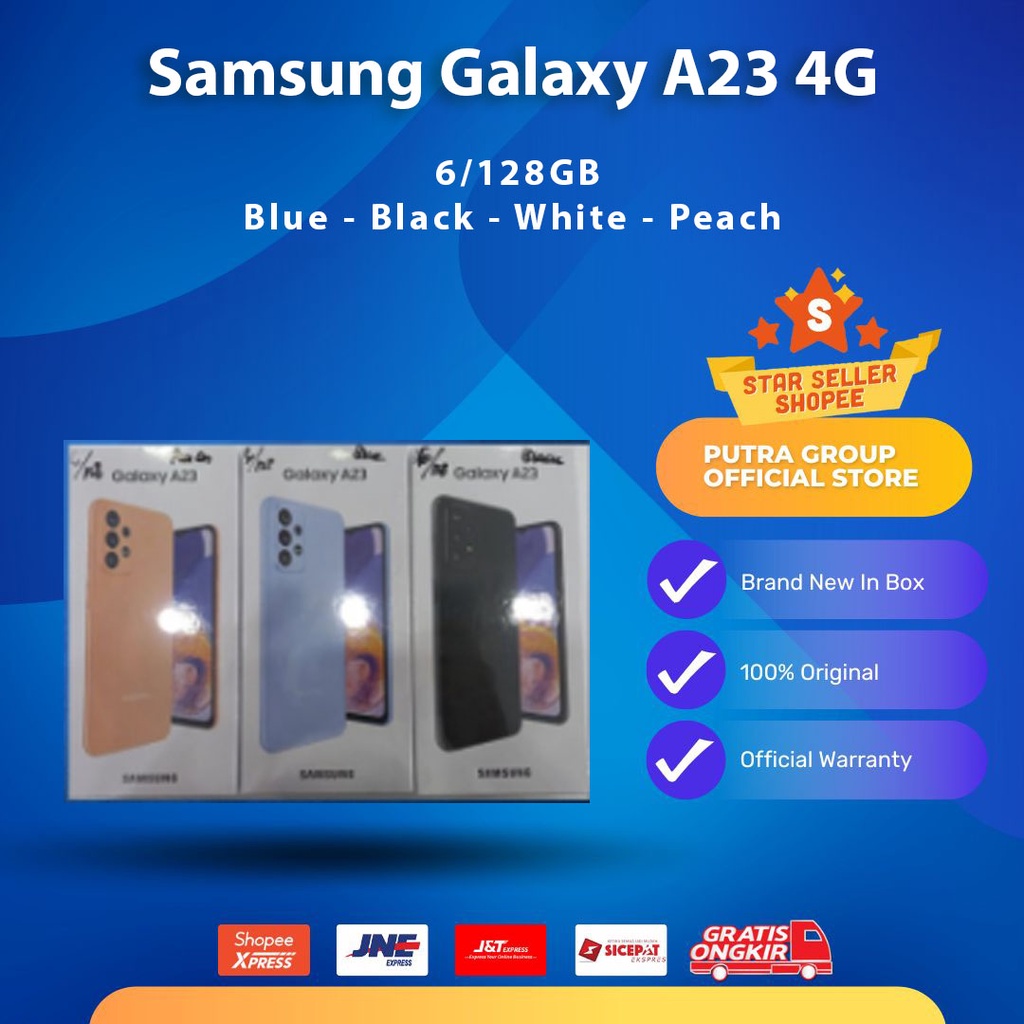 (RESMI) Samsung Galaxy A23 2022 5G 6/128GB 128 GB Black Blue White Peach SEIN