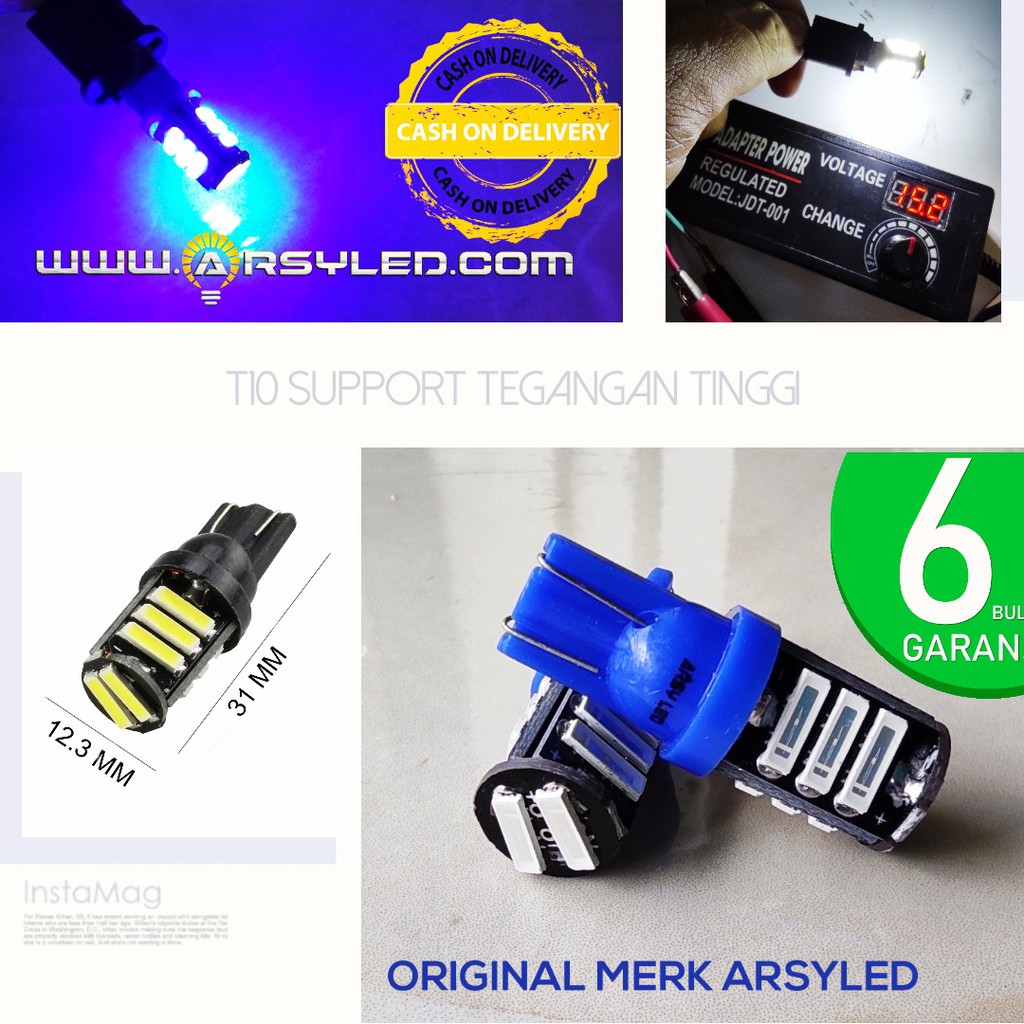 Lampu Led senja Motor Mobil T10 7014 11 titik Sein Mundur Super Terang Beat Vario Mio Garansi-biru