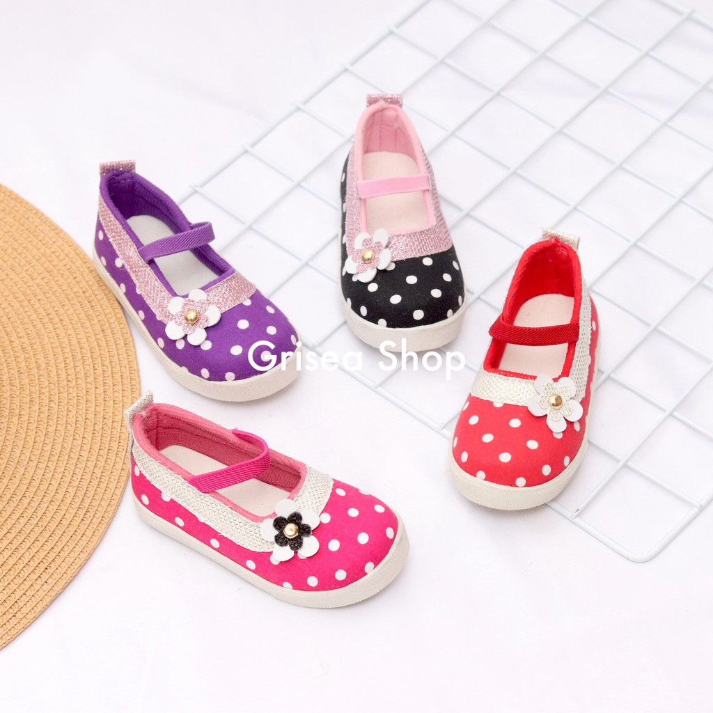 Grisea Sepatu Flat Anak Perempuan Polkadot BUNGA / Flatshoes Anak Perempuan Polkadot Flower
