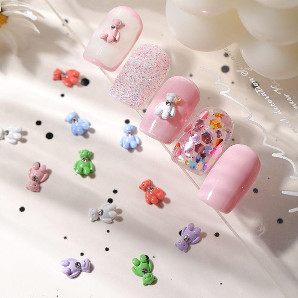 Augustina Bear Nail Art Perhiasan Logam Lucu Kartun Berlian Beruang DIY Nail Art Ornamen