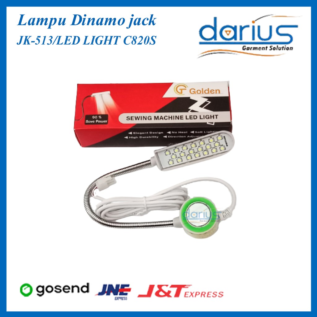 Golden C820S Lampu Mesin Jahit Soket Kabel Servo Motor LED 20 Titik (Hanya untuk Servo Jack JK-513C)