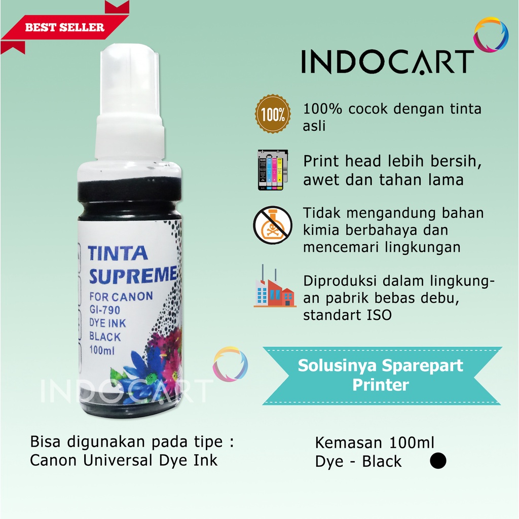 IndoCart Tinta Refill Canon CL41 CL57 CL741 CL746 CL811 CL831-Dye-100m