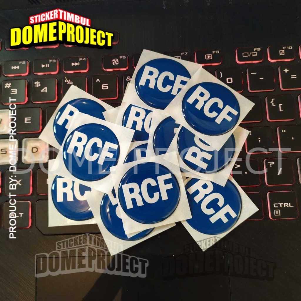 EMBLEM STIKER RCF SOUND STIKER AUDIO STICKER LENTUR 3D BENTUK KOTAK DIAMETER 35MM