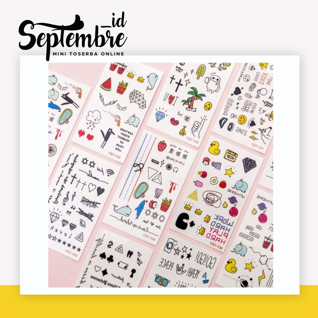 Tattoo Sticker Mini Tato Temporer Kartun Lucu Temporary Tattoo Sticker Tato Sementara Warna-warni Ta