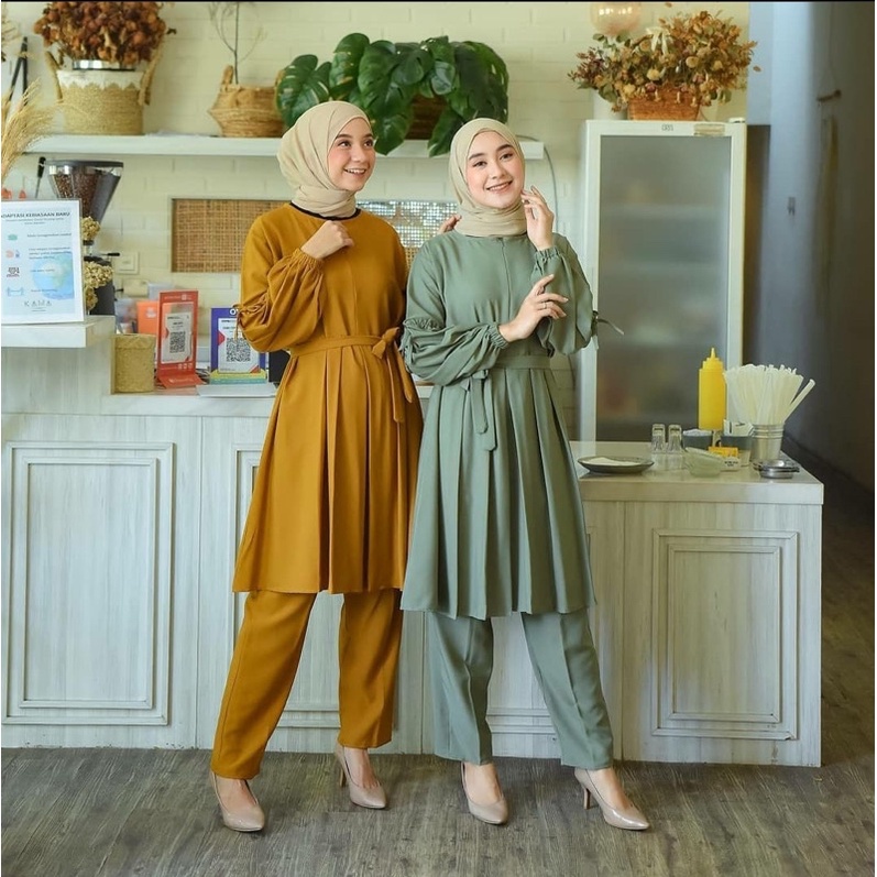 MONIKA ONE SET / SETELAN WANITA / ONE SET WANITA / SETELAN LILAC / ONE SET LILAC / KOREAN STYLE / SE