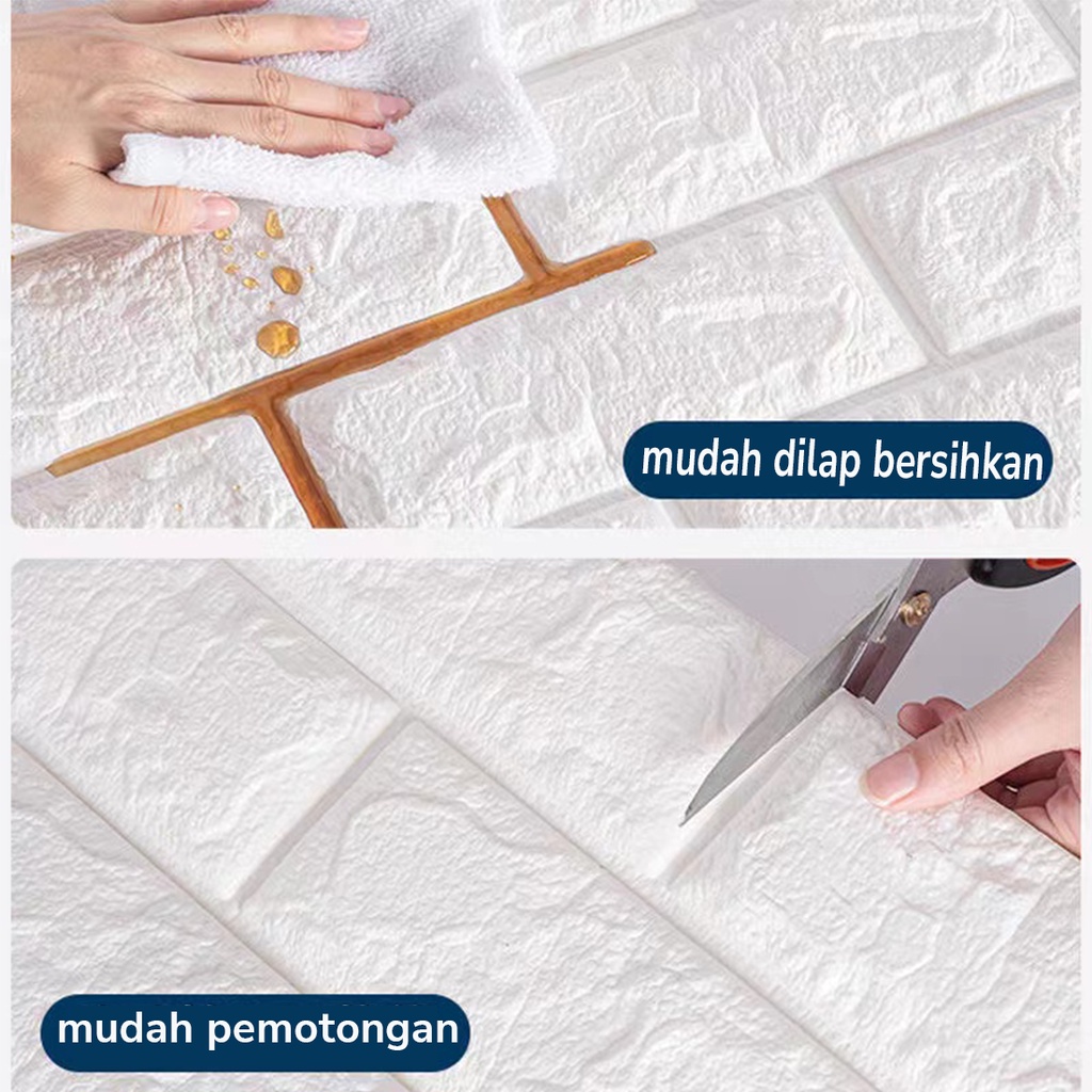 sticker dinding panjang tanpa sambungan / wallpaper gulungan tanpa sambungan pola bata 3D / wallpaper hiasan dekorasi kamar / walpaper tahan air tidak lembab 5pcs x (0.7x0.77m)-2