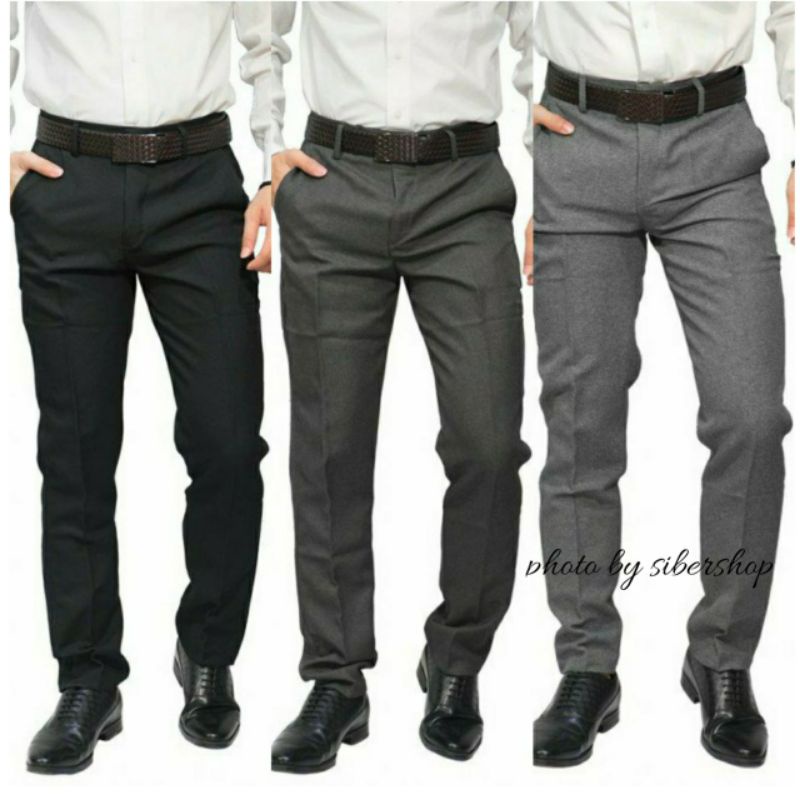 CELANA BAHAN SLIMFIT PRIA CELANA KANTOR NIKAHAN SERAGAMAN BAHAN WOOL WARNA TERMURAH