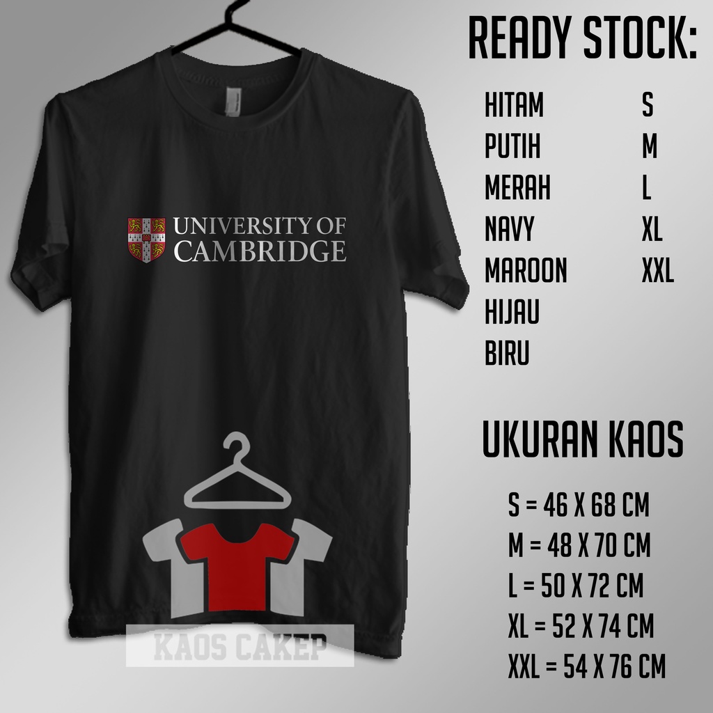 Kaos University of Cambridge Universitas Cambridge Logo Baju Distro