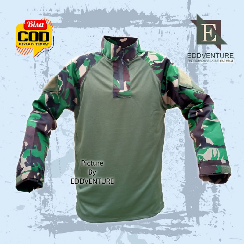 Baju kaos loreng doreng bdu TNI AD AU AL tactical malvinas kerah tinggi turtleneck lengan panjang pr