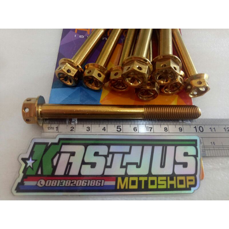 baut probolt 10x100 gold drat 14 panjang 10cm flower