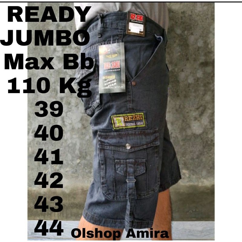 Celana Cargo  Pendek Pria Di Bawah Lutut Bahan Semi Jeans Size 27-44
