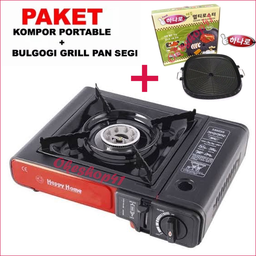 Happy Home Paket Kompor Portable bbq bulgogi grill pan segi 32 cm